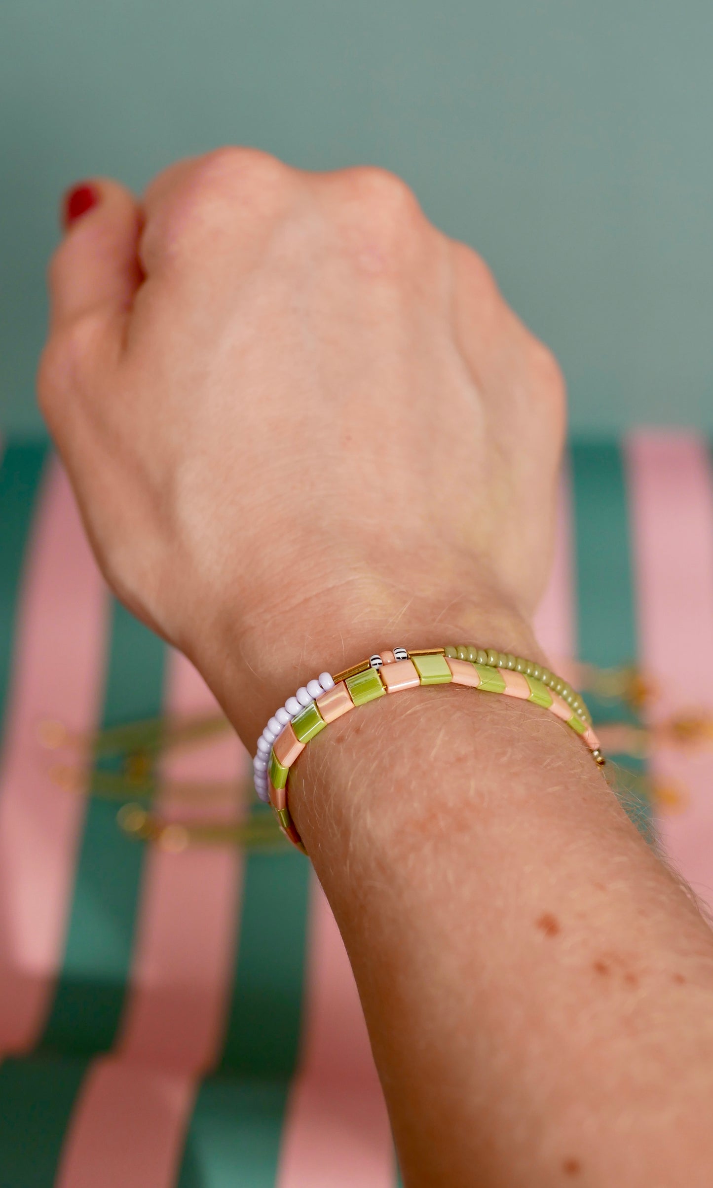 Armband olive-peach #gold
