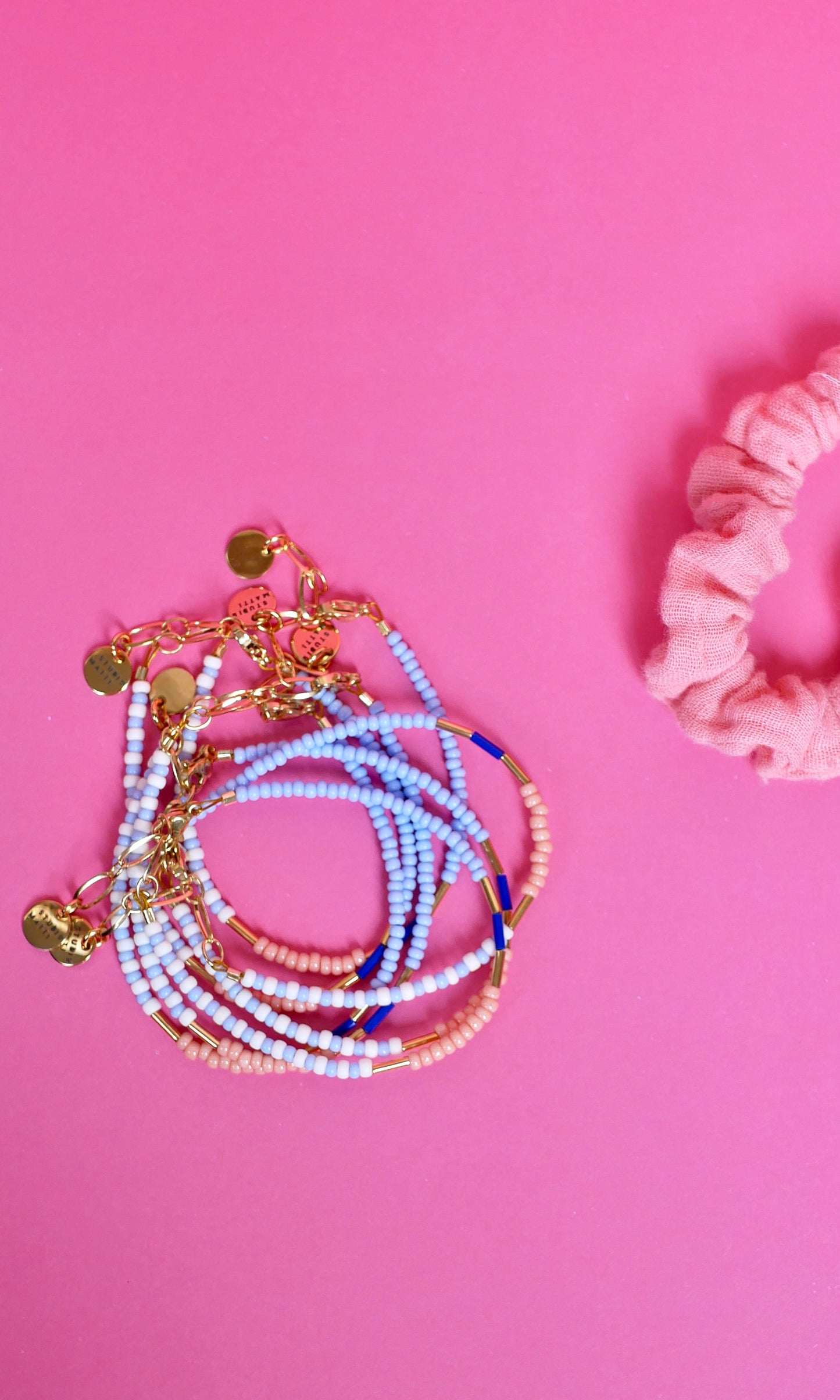 Armband peach-hellblau #gold