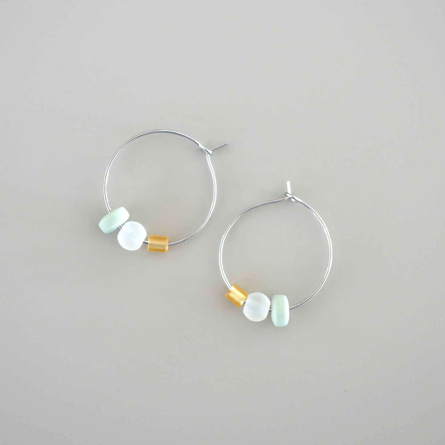 Creolen mint - orange silber