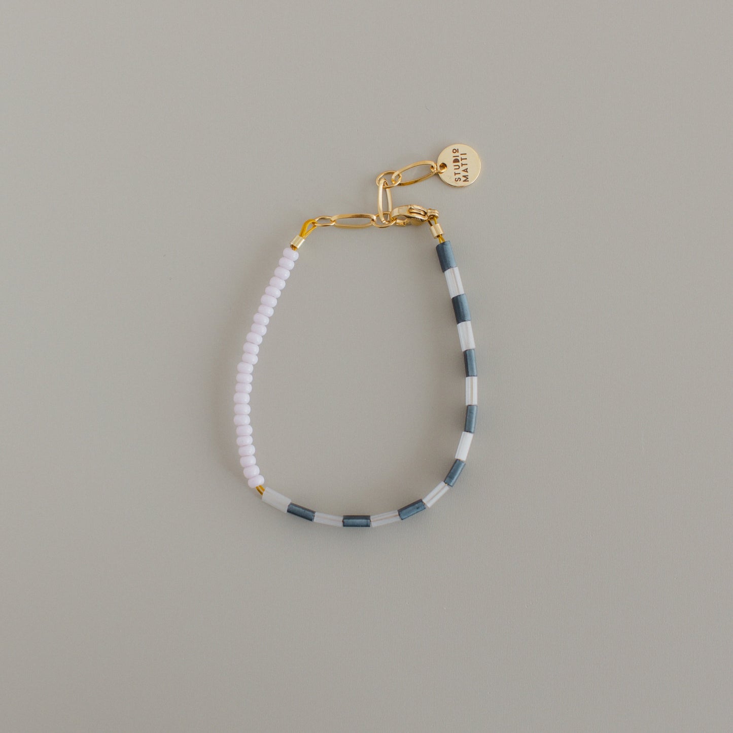 Armband Ringel dunkelblau-hellrosa #gold