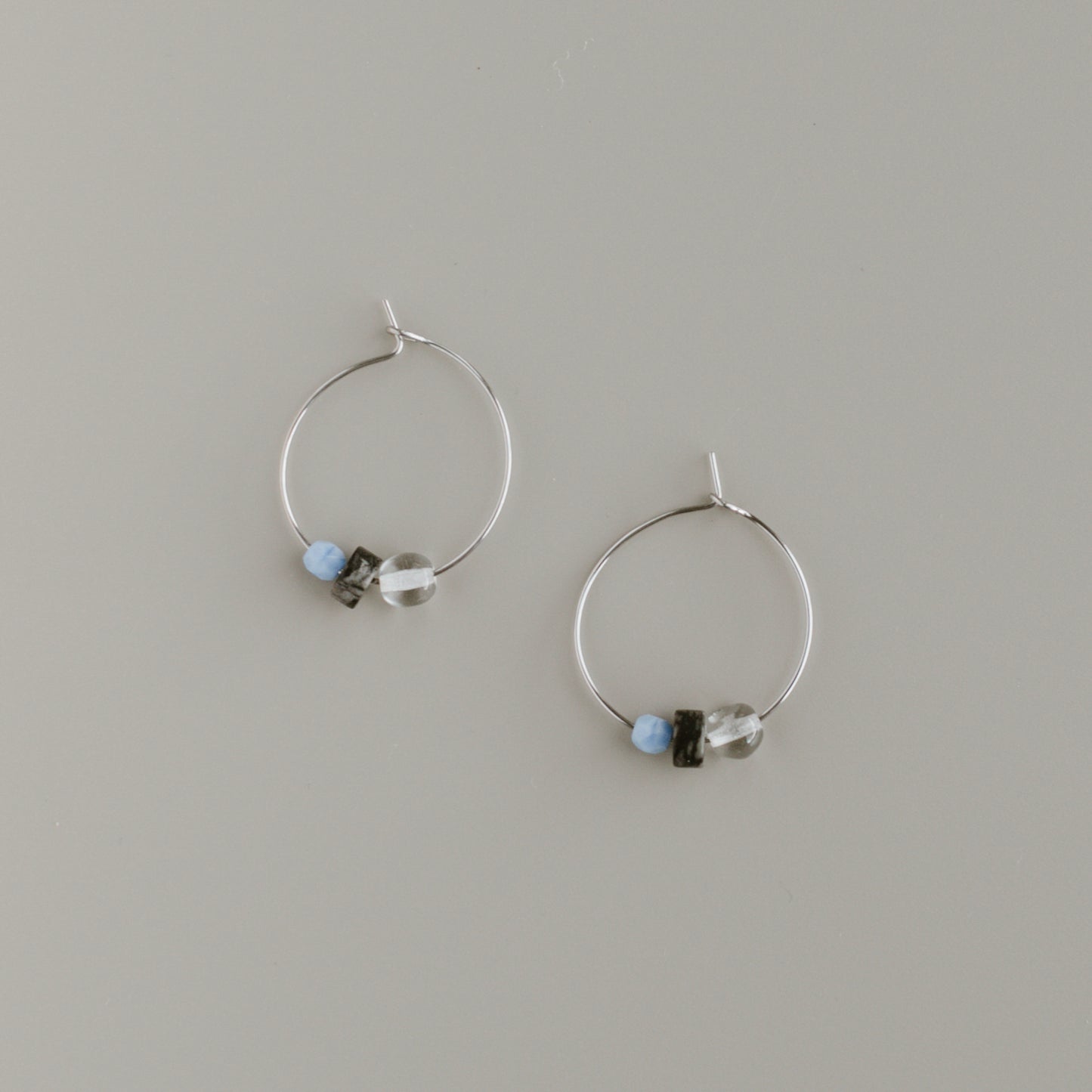 Creolen grau - blau *107 silber