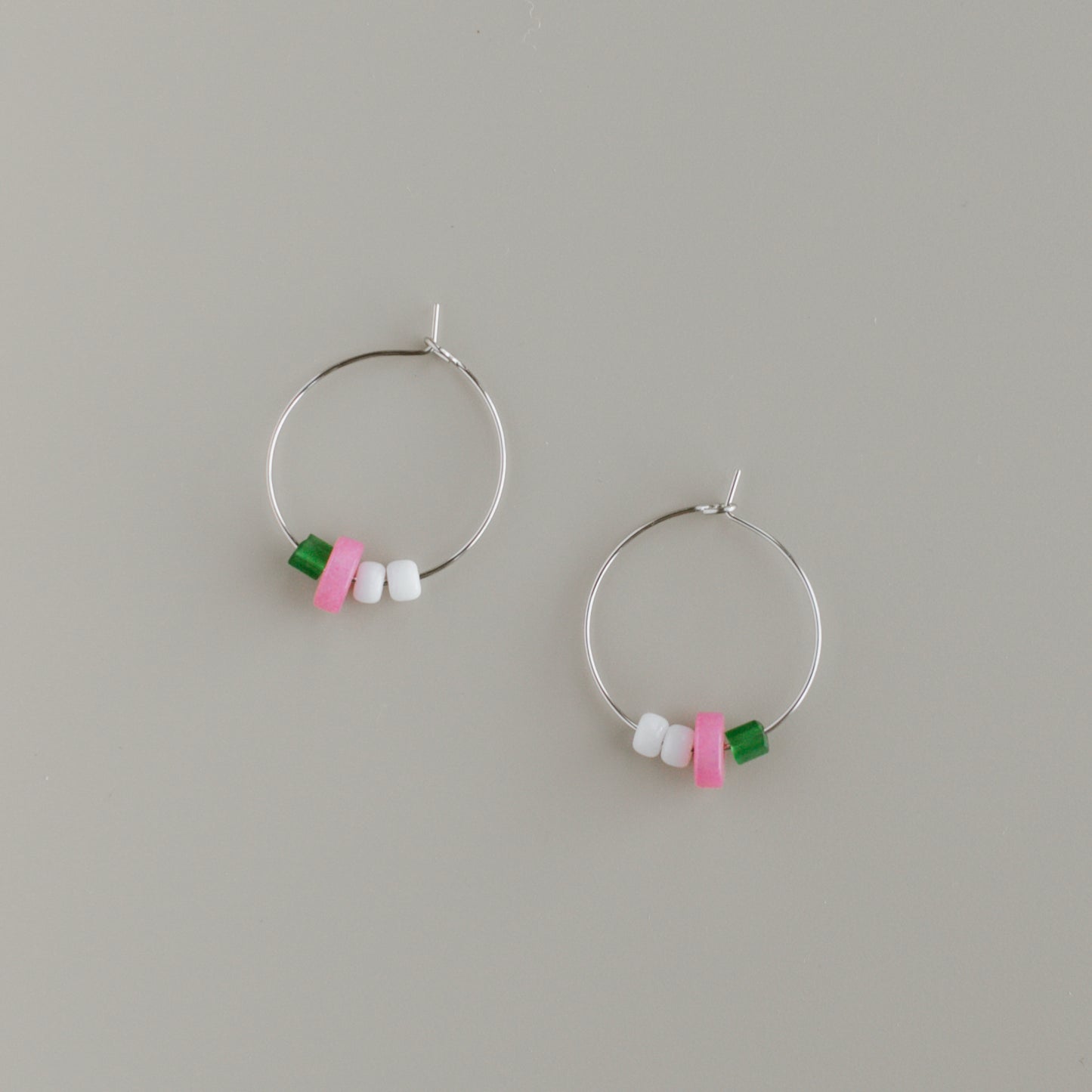 Creolen grün-pink *114 silber