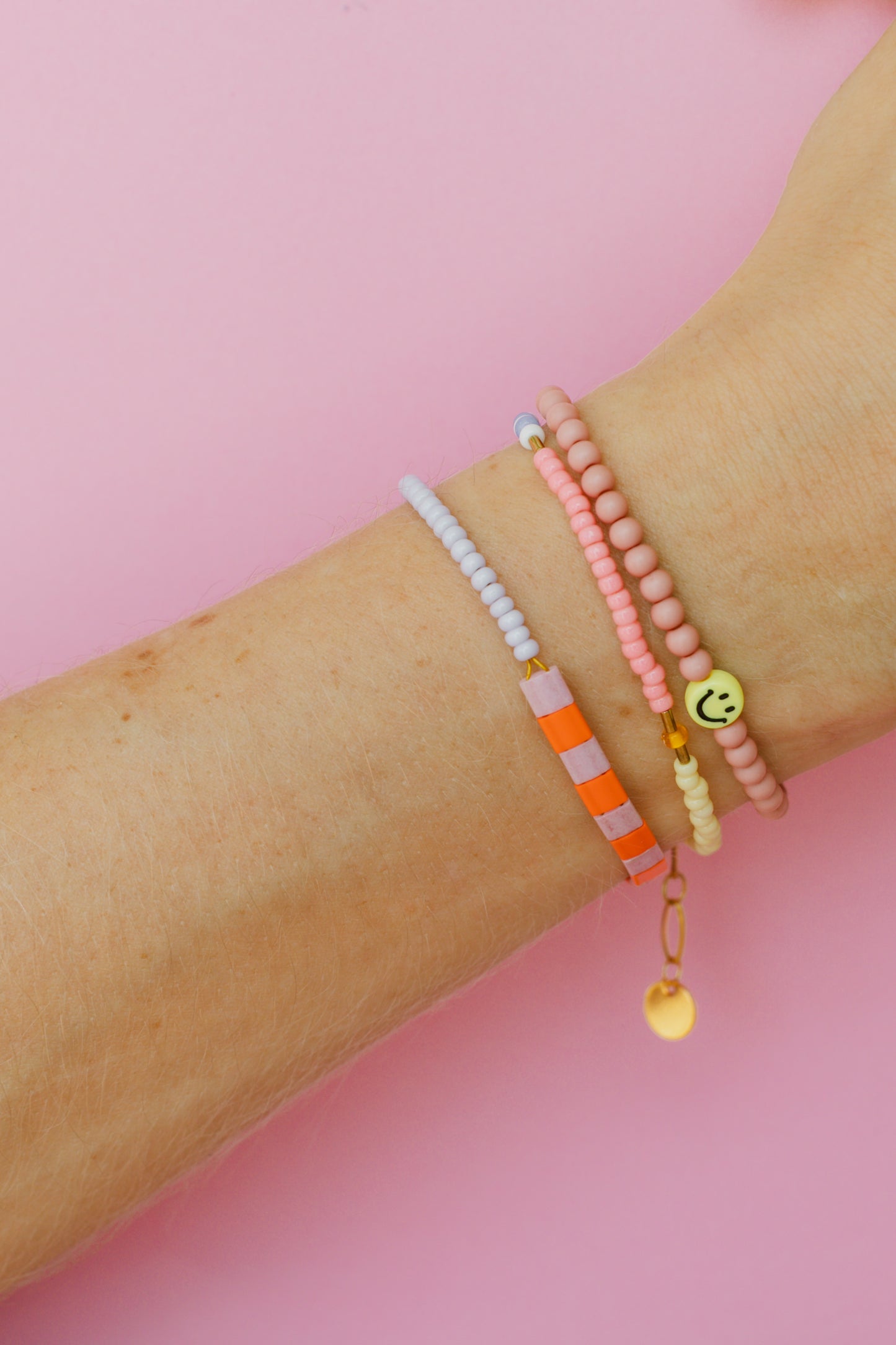 Armband Ringel orange-rosé-lila #gold