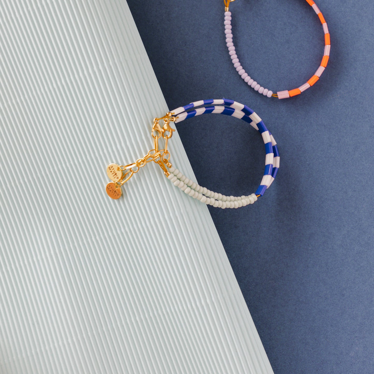 Armband Ringel blau-mint #gold
