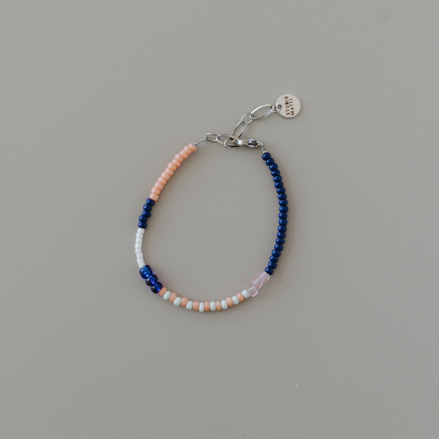 Armband dunkelblau-rosa silber