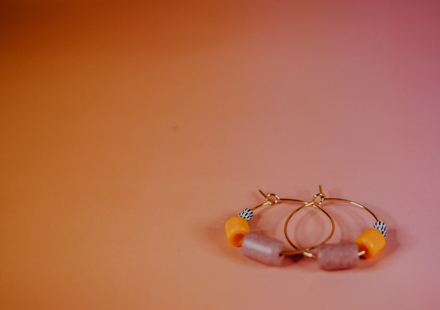 Creolen orange - altrosa - gestreift #100 gold