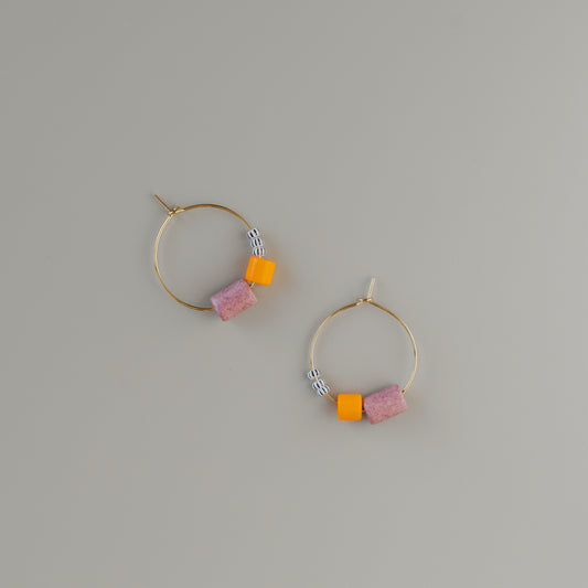 Creolen orange - altrosa - gestreift #100 gold